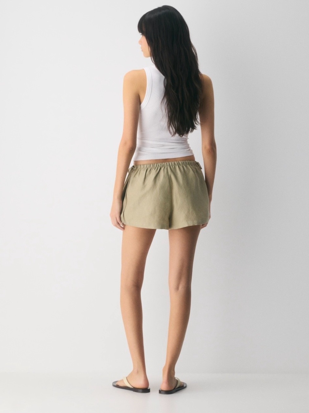 Wilfred Artisan Shorts Tan/olive Elastic Waist Lyocell Size Medium